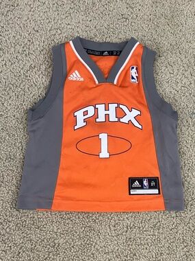 adidas PHX Orange and Gray Kids Basketball Jersey